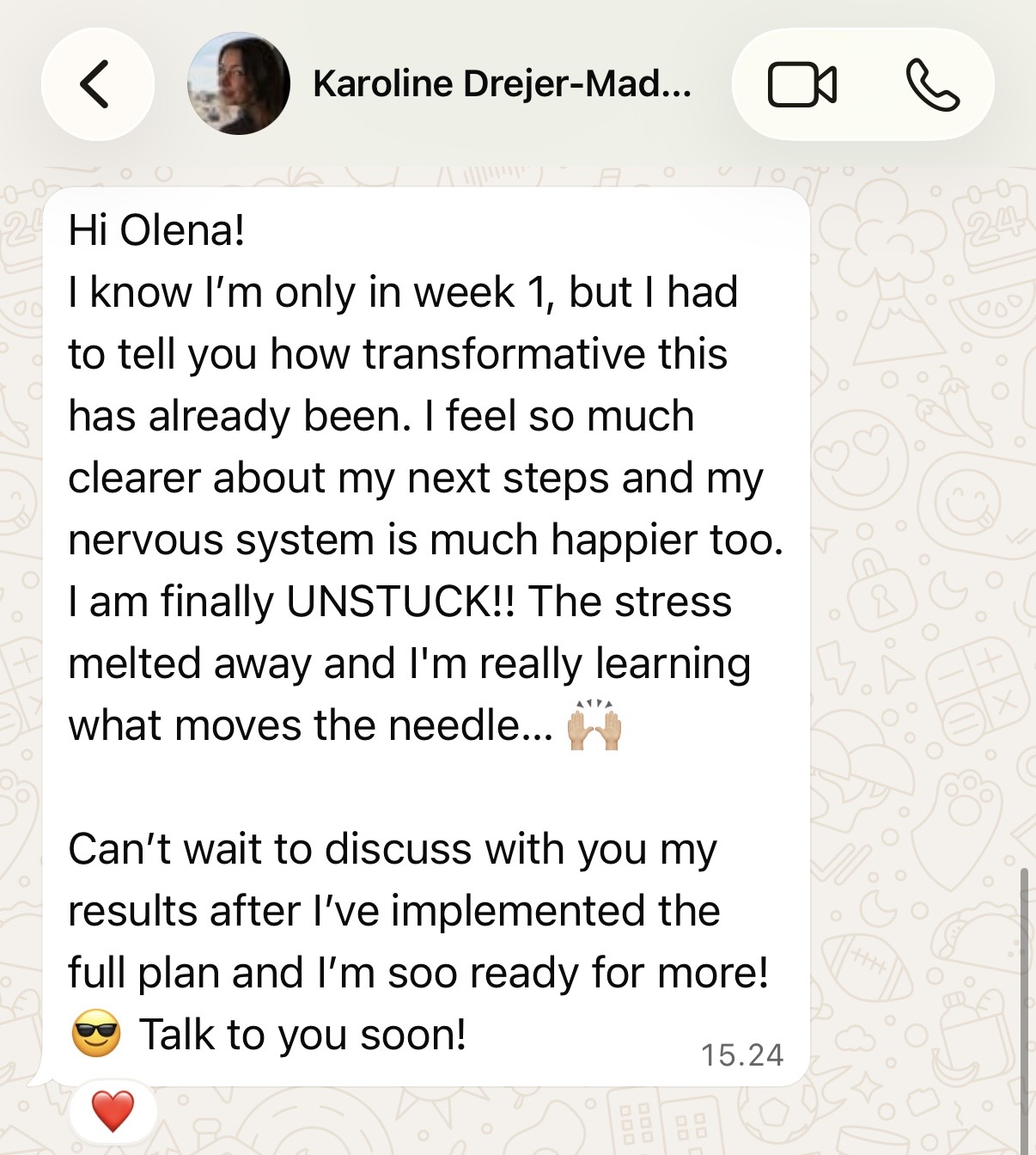 Message from Karoline Drejer-Madsen